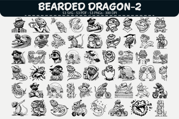 Bearded Dragon Vector Set – 53 Designs