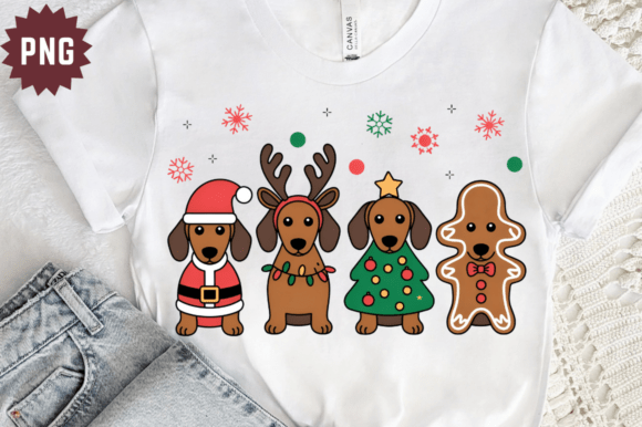 Christmas Dachshund Holiday Dog PNG Design Review for Embroidery Use