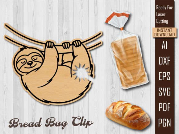 Cute Sloth Bread Clip, Laser Cut Sloth