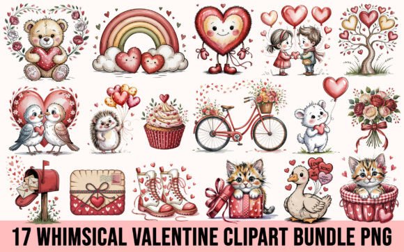Whimsical Valentine Clipart Bundle PNG Review